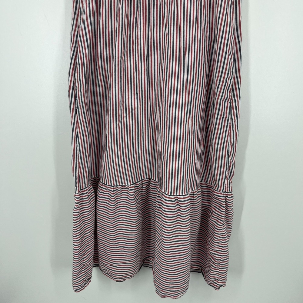 Old Navy Fit & Flare Short-Sleeve Striped Tie-Back Midi Dress Women's XS Red - Picture 7 of 9